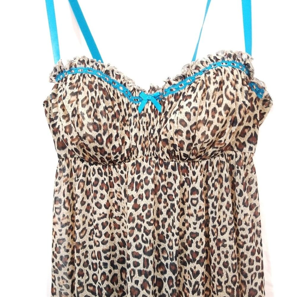 Cacique leopard nitie built in bra blue accent XS - Picture 2 of 6